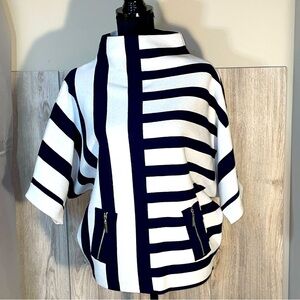 Joseph Ribkoff Midnight Blue/Vanilla Stripe Sweater Knit Pullover Style 251933 S